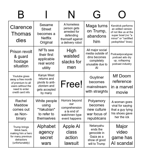 2025 Bingo Card