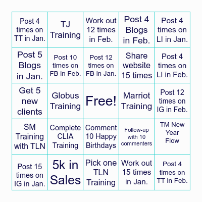 Winter Cohort Bingo (January & February) Bingo Card