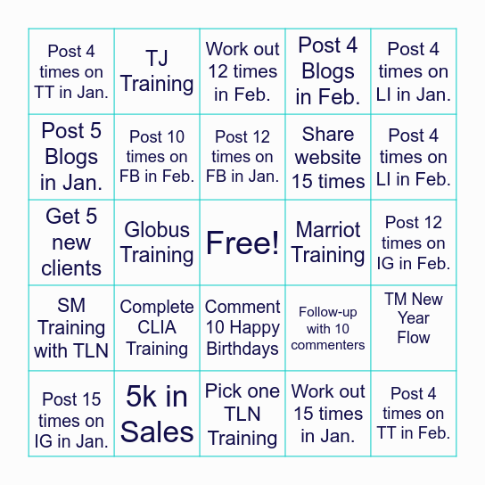 Winter Cohort Bingo (January & February) Bingo Card