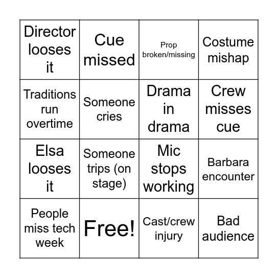 Clue Bingo Card