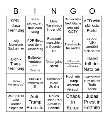 2025 Bingo Card
