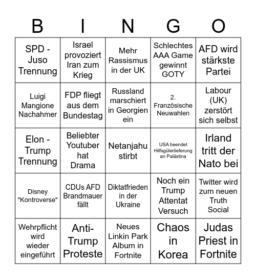 2025 Bingo Card