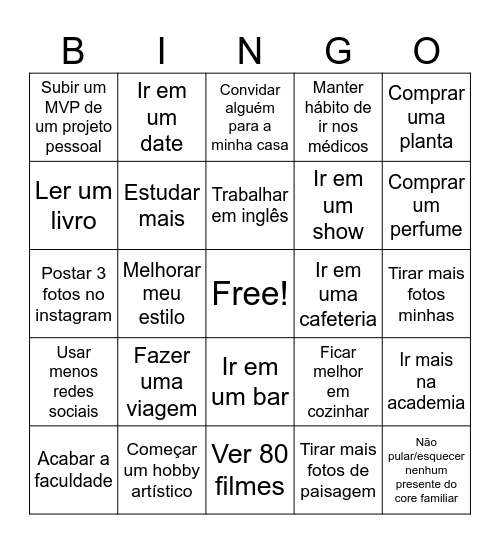 2025 Bingo Card