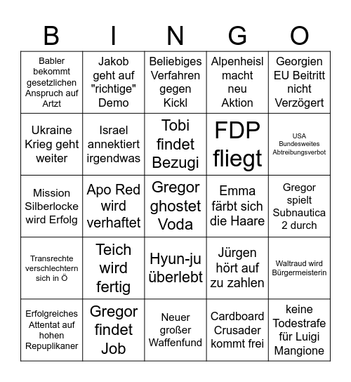 2025 Bingo Card