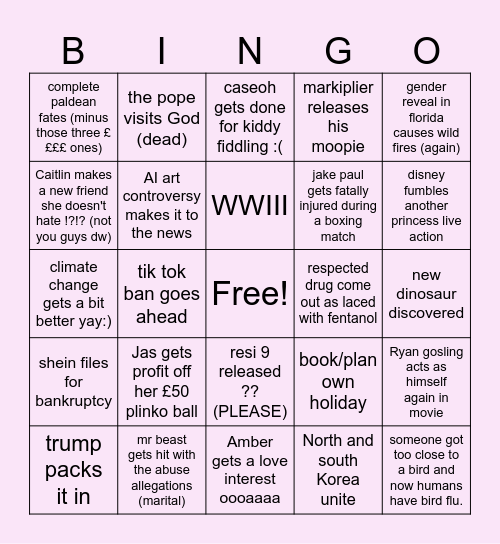 2025 Bingo Card