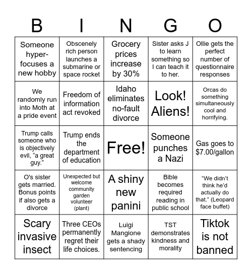 2025 Bingo Card