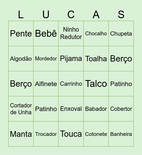 Baby Bingo Card