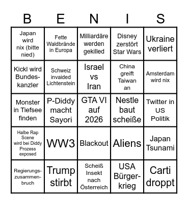 Weltuntergangsbingo 2025 Bingo Card