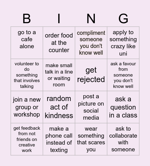 2025 Anxiety Bingo Card