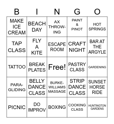 FUN GOALS!!! Bingo Card