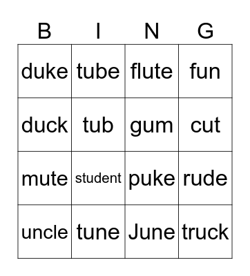 Phonics Bingo Card