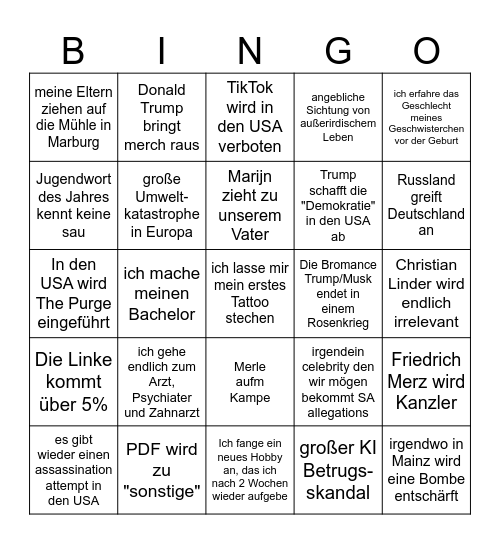 2025 Bingo Card