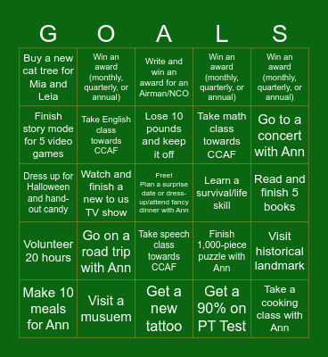 2025 GOALS Bingo Card