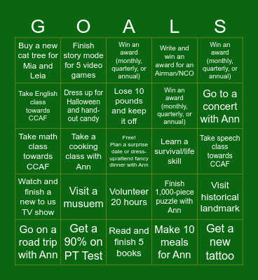 2025 GOALS Bingo Card