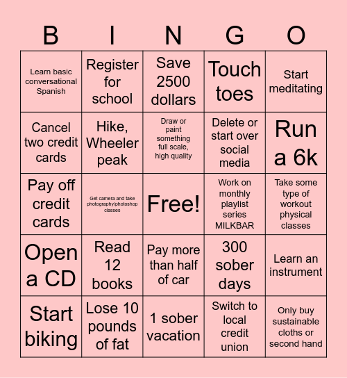 2025 Bingo Card Bingo Card