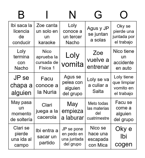 Bolulimpiadas Bingo Card