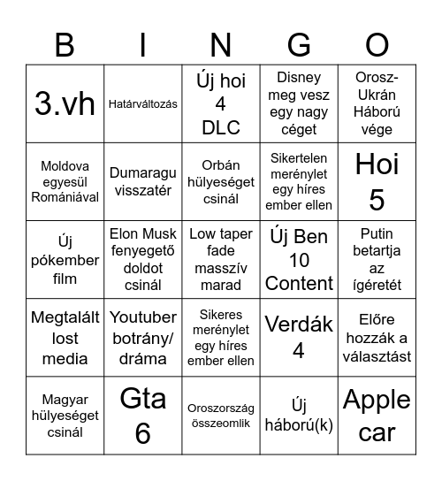 2025 Bingo Card