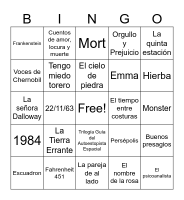 Bingo Club de Lectura Santiago Bingo Card