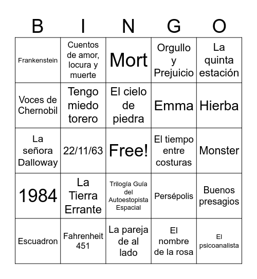 Bingo Club de Lectura Santiago Bingo Card