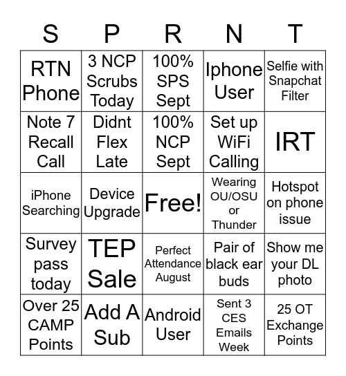 Team Godley Bingo Card