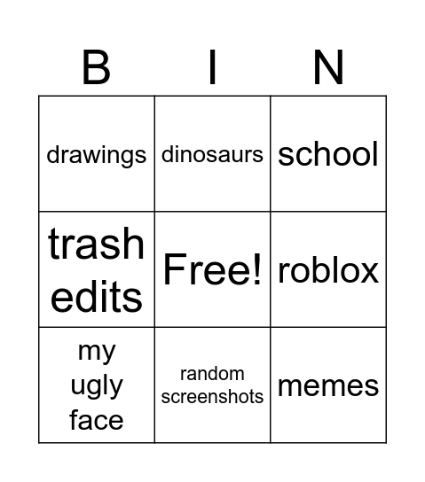 photo gallery bingo Card