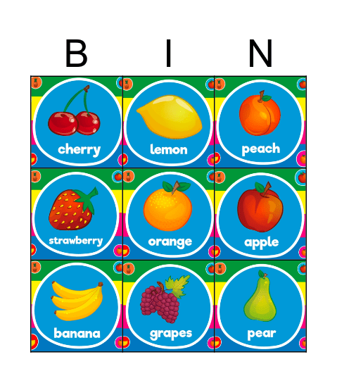 Fruits Bingo Card
