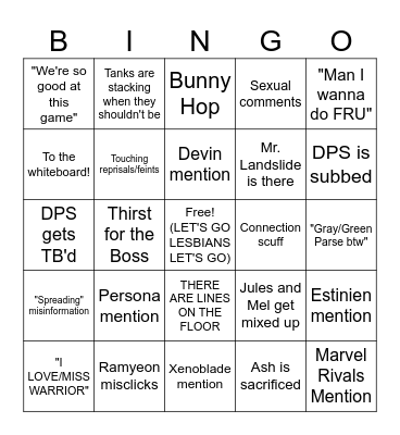Arcadion Struggles Bingo Card