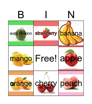 Fruits Bingo Card