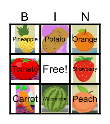 Fruits & Vegetables Bingo Card