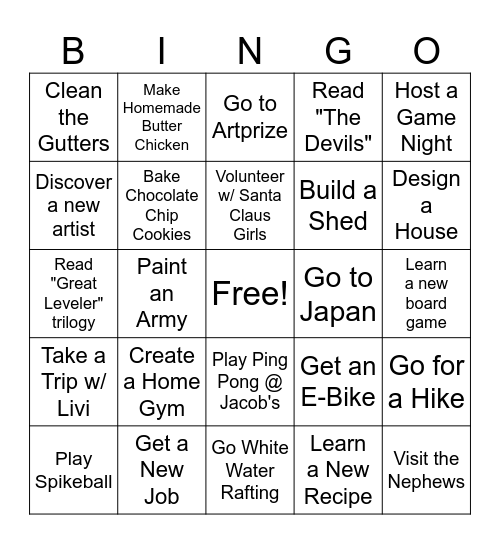 Derek 2025 Bingo Card