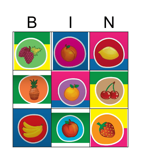 Fruit Bingo Card