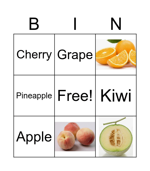 Fruits Bingo Card