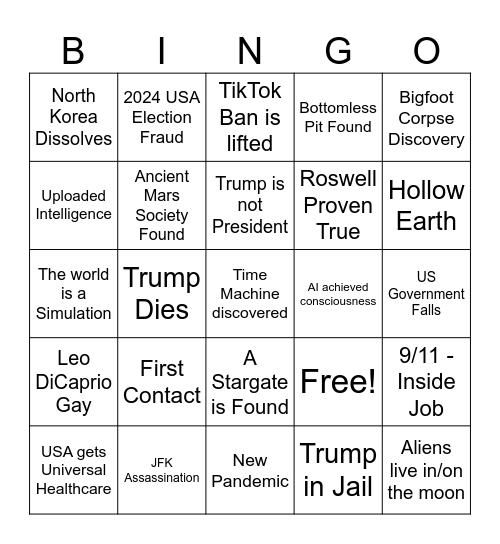 2025 Conspiracy Bingo! Bingo Card