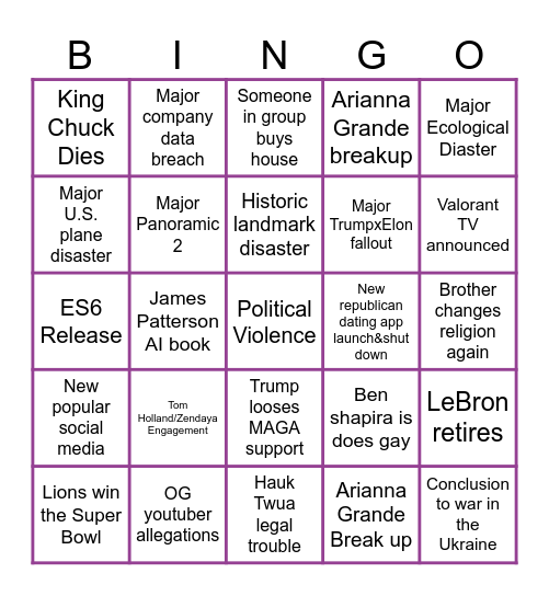 2025 Bingus Bingo Card