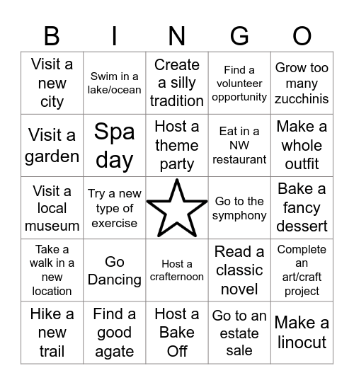 2025 Bingo Card