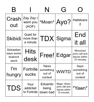 Group Chat VC Bingo Card