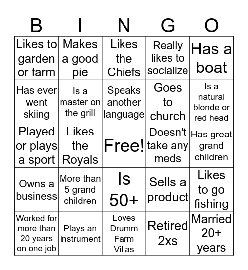 Neighbor Bingo Card
