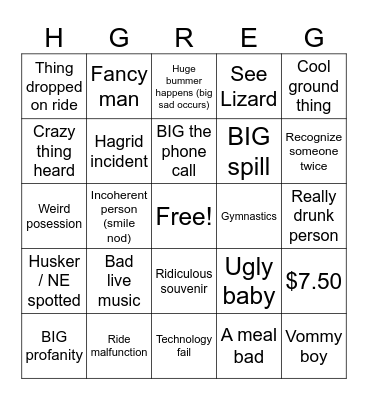 UNIVERSAL STUDIBINGOS Bingo Card