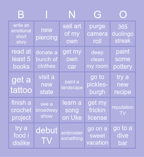 autumn’s 2025 bingoooo Bingo Card