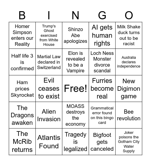 2025 Bingo Card