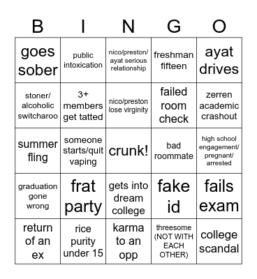 GANG 2025 BINGO Card