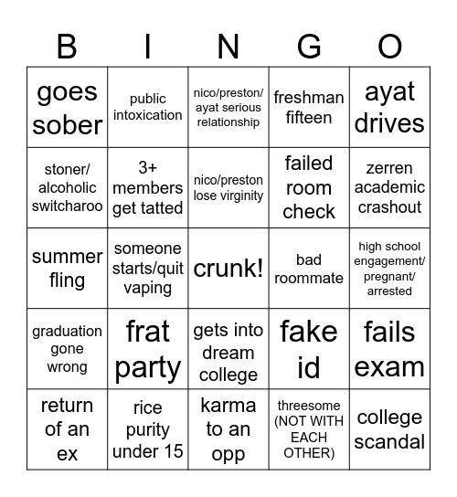 GANG 2025 BINGO Card