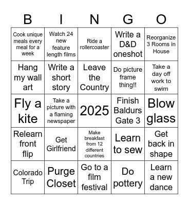 1% Better Everyday Bingo Card