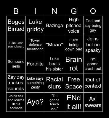 GC Bingo Card
