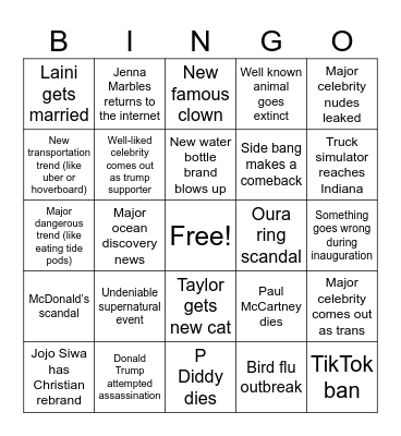 Taylor 2025 Bingo Card