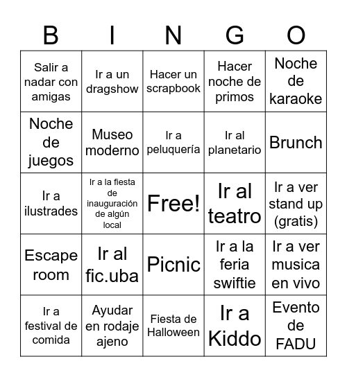 Bingo del año Bingo Card