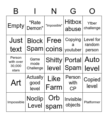 Recent tab Bingo Card