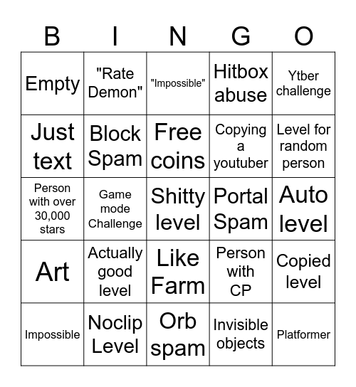 Recent tab Bingo Card