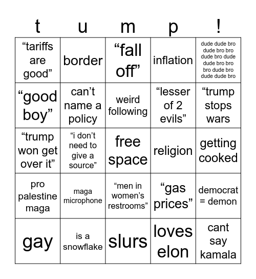 live debate bingo Card