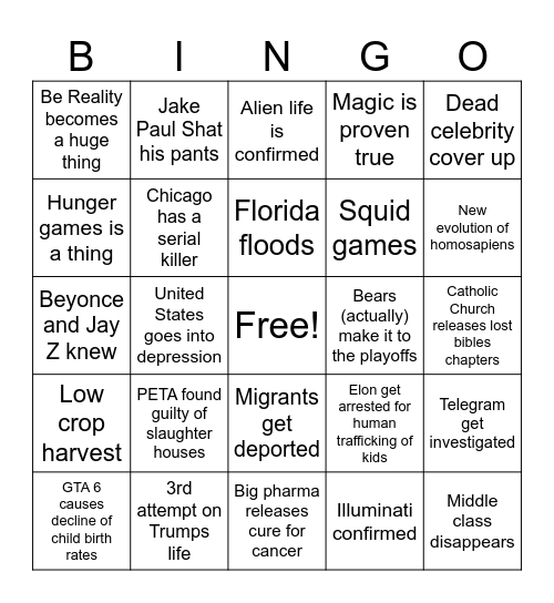 2025 Bingo Card